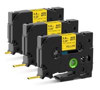 Compatibile con Brother P touch HSe-611 5.8mm Termorestringente Etichette | 3x HS-611 HSe611 Heat Shrink Tube Nastro, Compatibile con Brother P-touch PT-E110 H300 E300VP E500 E550W, Nero su Giallo