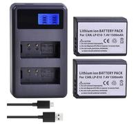 Compatibile con Canon EOS Rebel 1100D 1200D 1300D X50 X70 X80 T3 T5 T6, confezione da 4 batterie LP-E10 con caricabatterie USB doppio(2battery n charger)