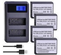 Compatibile con Canon EOS Rebel 1100D 1200D 1300D X50 X70 X80 T3 T5 T6, confezione da 4 batterie LP-E10 con caricabatterie USB doppio(4battery n charger)