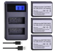 Compatibile con Canon EOS Rebel 1100D 1200D 1300D X50 X70 X80 T3 T5 T6, confezione da 4 batterie LP-E10 con caricabatterie USB doppio(3battery n charger)