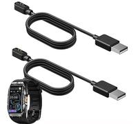 Compatibile con caricabatterie KOSPET Tank X1, ricarica USB magnetica a 2 pin compatibile con KOSPET Tank X1 Smart Watch da 1,44 pollici/AMAZTIM Tank X1 1,47 pollici Fitness Tracker (nero + nero)