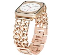 Compatibile con cinturini Apple Watch in metallo elegante per donne e uomini da 44 mm, 45 mm, 46 mm, 49 mm, 42 mm (serie 3 2 1), cinturini a doppia catena per Apple Watch Series 11 SE 10 9 8 7 6 5 4 3