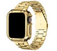 Compatibile con cinturino e cassa Apple Watch, catena in metallo in acciaio inossidabile con copertura in TPU, cinturino da polso per i-Watch serie 9 8 7 6 5 4 3 2 1 SE, 45 mm, 44 mm, 42 mm, oro