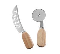 Compatibile con coltello for pizza in acciaio inossidabile manico in quercia, taglierina a rullo, strumento for cottura a torta(B)