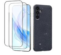 Compatibile con Cover Samsung A14 5G Silicone Glitter, Custodia Samsung Galaxy A14 5G with 2 Pack Tempered Screen Protector,Brillantini 3 in 1 Full Body Protezione Case (Nero)