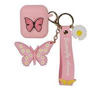 Compatibile Con Custodia AirPods 1/2 La farfalla, Bambini Adolescenti Ragazze Ragazzi Donne Protettivo Silicone Cover per custodia AirPod, Cartoon 3D Cute Cover For AirPods Case Butterfly （Rosa）
