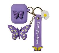 Compatibile Con Custodia AirPods 1/2 La farfalla, Bambini Adolescenti Ragazze Ragazzi Donne Protettivo Silicone Cover per custodia AirPod, Cartoon 3D Cute Cover For AirPods Case Butterfly （Viola）