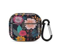 Compatibile con custodia AirPods di terza generazione, cover rigida in policarbonato colorato con stampa floreale bohémien, resistente agli urti, per Apple AirPods 3, con portachiavi, supporto per