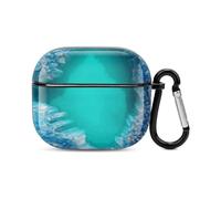 Compatibile con custodia AirPods di terza generazione, cover rigida in policarbonato con stampa turchese turchese brillante resistente agli urti per Apple AirPods 3 con portachiavi supporto ricarica