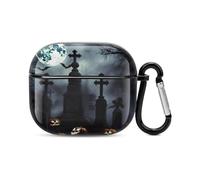Compatibile con custodia AirPods di terza generazione, custodia protettiva rigida in PC con stampa gotica Happy Halloween per Apple AirPods 3 con portachiavi supporto ricarica wireless