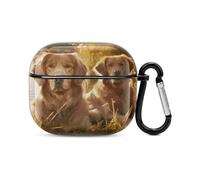 Compatibile con custodia AirPods di terza generazione, due custodie rigide in PC Golden Retrieversprinted resistenti agli urti per Apple AirPods 3 con portachiavi supporto ricarica wireless