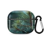 Compatibile con custodia AirPods di terza generazione, guscio rigido in policarbonato con stampa ad aghi verde albero di pino resistente agli urti, custodia protettiva per Apple AirPods 3 con