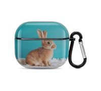 Compatibile con custodia AirPods di terza generazione, una custodia rigida in PC marrone stampata resistente agli urti per Apple AirPods 3 con portachiavi supporto ricarica wireless