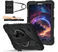 Compatibile con Custodia Lenovo Tab One/K9 8,7 pollici 2025, Cover Antiurto Multifunzione con Supporto Girevole, Cavalletto, Cinghia da Mano e Tracolla(Siyah)