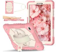 Compatibile con Custodia Lenovo Tab One/K9 8,7 pollici 2025, Cover Antiurto Multifunzione con Supporto Girevole, Cavalletto, Cinghia da Mano e Tracolla(Rose Gold)