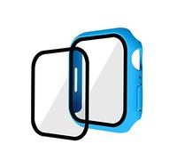 Compatibile con custodia per orologio iwatch7, custodia protettiva iwatch7, custodia in pellicola temperata PC+ e pellicola uno, custodia protettiva da 45 mm blu