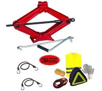 COMPATIBILE CON DS DS7 CrossBack BlueHDi 180 aut. Gr. Chic KIT SOS EMERGENZA STRADALE PER PRONTO SOCCORSO AUTO+CRIC A PANTOGRAFO CON BASE IN ACCIAIO E CHIAVE GIREVOLE 2 TONNELLATE