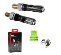 COMPATIBILE CON DUCATI MONSTER 695 FRECCE A LED NANO MICRO FRECCIA NERA PER MOTO OMOLOGATE COPPIA DI INDICATORE DI DIREZIONE LENTE FUMÈ LUCE ARANCIO 35X18MM