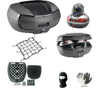 COMPATIBILE CON DUCATI MULTISTRADA V4 BAULETTO VALIGIA E46NB RIVIERA CATARINFRANGENTI NERI+KIT MONTAGGIO+TAPPETO ANTIVIBRANTE+PIASTRA PER PORTAPACCHI MOTO-SCOOTER 2 CASCHI GRANDI