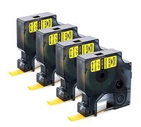 Compatibile con Dymo 18056 1/2" Rhino Etichette termorestringenti gialle 12 mm A18056 Tubi funzionano con DYMO 4200 5200 5000 6000 1000 etichettatrice industriale, 1/2 "x 4,9", nero su giallo