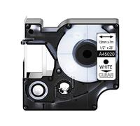 Compatibile con DYMO D1 45020 Nastro per etichettatura 12 mm x 7 m, bianco su trasparente di ricambio per DYMO LabelManager 160 210D 260P 280 360D 420P 450 450D ColorPop Etichettatrice, 1 cartuccia