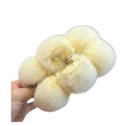 Compatibile con fermagli for capelli soffici di grandi dimensioni da donna, autunno inverno, eleganti, a forma squalo, in peluche, fatti a mano(Milk White)