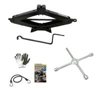 COMPATIBILE CON FIAT QUBO CRIC A PANTOGRAFO PER AUTO+CHIAVE A CROCE PER SVITARE BULLONI KIT EMERGENZA STRADALE CRICK DA 2 TONNELLATE OMOLOGATO
