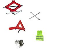 COMPATIBILE CON FORD FIESTA CRIC PER AUTO A PANTOGRAFO CON BASE IN ACCIAIO E CHIAVE GIREVOLE+CHIAVE A CROCE PER SVITARE BULLONI+TRIANGOLO KIT EMERGENZA STRADALE