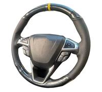 Compatibile con Ford per Fusion per Mondeo 2013 2014 Coprivolante per auto in pelle scamosciata cucita a mano Custodia per sterzo automatico(Yellow Thread)