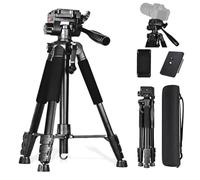 Compatibile con fotocamera e telefono, treppiede in ferro resistente da 60" for registrazione video, foto e vlog