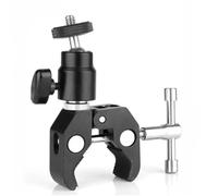 Compatibile con fotocamere DSLR/GoPro - Supporto for treppiede a sgancio rapido con testa a sfera Super Clamp 360° in metallo CNC, clip a vite da 1/4"