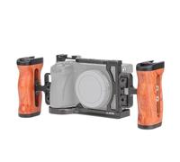 Compatibile con gabbia for fotocamera FOTGA for gabbia for conigli Canon EOS 70D 80D 90D, impianto di fotografia video con foro di posizionamento della maniglia(Double wooden handle)