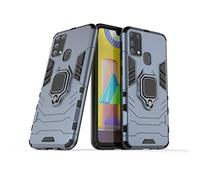 Compatibile con Galaxy M31 Cover, Custodia Armor Anello Cavalletto (Funziona con il Supporto Magnetico per Auto) Case Paraurti per Samsung Galaxy M31 (Blu Navy)