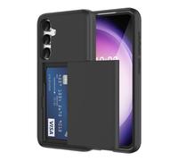 Compatibile con Galaxy S24 FE Case Wallet with Credit Card Holder ID Card Slot Shockproof Hard PC TPU Phone Case Slide Flip Protective Cover for Samsung Galaxy S24 FE 6.7 inch 2024 (Black)