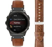 Compatibile con Garmin Fenix 8 bande, Blueshawu 26mm, 22mm, 20mm Cinturino Smartwatch di ricambio traspirante in silicone in pelle Compatibile con Fenix 8 43mm,47mm,51mm ect smartwatch (Marrone, 22mm)