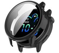 Compatibile con Garmin Vivoactive 6: custodia rigida in PC con protezione completa per l'orologio e pellicola in vetro temperato - Nero luci
