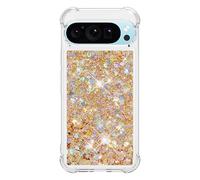 Compatibile con Google Pixel 9 5G Global/Pixel 9 Pro 6,3 pollici, glitter Bling Sparkle per donne ragazze liquido galleggiante copertura del telefono per Google Pixel 9 5G Global/Pixel 9 Pro. Oro