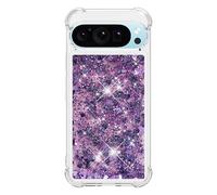 Compatibile con Google Pixel 9 5G Global/Pixel 9 Pro 6,3 pollici, glitter Bling Sparkle per donne ragazze liquido galleggiante cover per telefono per Google Pixel 9 5G Global/Pixel 9 Pro. Viola