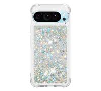 Compatibile con Google Pixel 9 5G Global/Pixel 9 Pro 6,3 pollici, glitter Bling Sparkle per donne ragazze liquido galleggiante copertura del telefono per Google Pixel 9 5G Global/Pixel 9 Pro. Argento