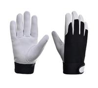 Compatibile con guanti da lavoro in pelle di vacchetta Protezione multiuso resistente all'usura for attività di saldatura di guida in motocicletta da giardino(L-White)