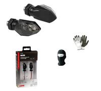 COMPATIBILE CON HARLEY-DAVIDSON 1450 ROAD KING CUSTOM COPPIA DI FRECCE A LED PER MOTO OMOLOGATE LAMPA INDICATORE DI DIREZIONE 12V NERA CON LENTE FUMÈ 35X18 MM