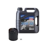 Compatibile con HARLEY-DAVIDSON Liqui Moly - Set per cambio olio per moto, 5 filtri olio + olio motore 20W-50 (4 L) + guarnizione O-ring, nero/Liqui Moly