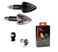 COMPATIBILE CON HONDA TRANSALP XL 700V COPPIA DI FRECCE A LAMPADINA 21W PER MOTO OMOLOGATE FOCAL LAMPA 90065 INDICATORE UNIVERSALE NERO LENTE BIANCA LUCE ARANCIO