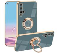 Compatibile con Huawei Nova 5T Custodia ad anello in silicone, Huawei Nova 5T Custodia protettiva sottile Estetica nera girevole a 360 ° Supporto in metallo (grigio)