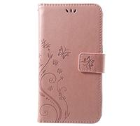 compatibile con HUAWEI P SMART FIG-LX1 FIG-L21 / ENJOY 7S (5.65) 2018 Custodia COVER CASE STAND flip LIBRO magnetica GEL PROTEZIONE TPU ECO PELLE portafoglio taschini vano porta card farfalla rosa