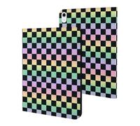 Compatibile con iPad A16 11 pollici 2025, sottile arcobaleno colorato plaid stampa tablet cover compatibile con iPad 10a generazione custodia 10,9 pollici 2022 con supporto auto wake/sleep