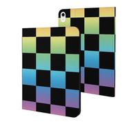 Compatibile con iPad A16 11 pollici 2025, sottile pastello arcobaleno a scacchi stampa Una custodia per tablet compatibile con iPad 10a generazione 10,9 pollici 2022 con supporto auto wake/sleep