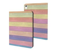 Compatibile con iPad A16 Custodia 11 pollici 2025, sottile arcobaleno con stampa con venature del legno compatibile con iPad 10a generazione Custodia da 10,9 pollici 2022 con supporto Auto Wake/Sleep