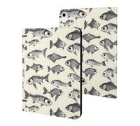 Compatibile con iPad A16 Custodia 11 pollici 2025, sottile Sketch Big Eye Fish Print Tablet Cover compatibile con iPad 10a generazione Custodia 10.9 pollici 2022 con supporto Auto Wake/Sleep