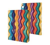 Compatibile con iPad A16 Custodia da 11 pollici 2025, custodia sottile per tablet con stampa a onde arcobaleno compatibile con iPad 10a generazione Custodia da 10,9 pollici 2022 con supporto Auto Wake